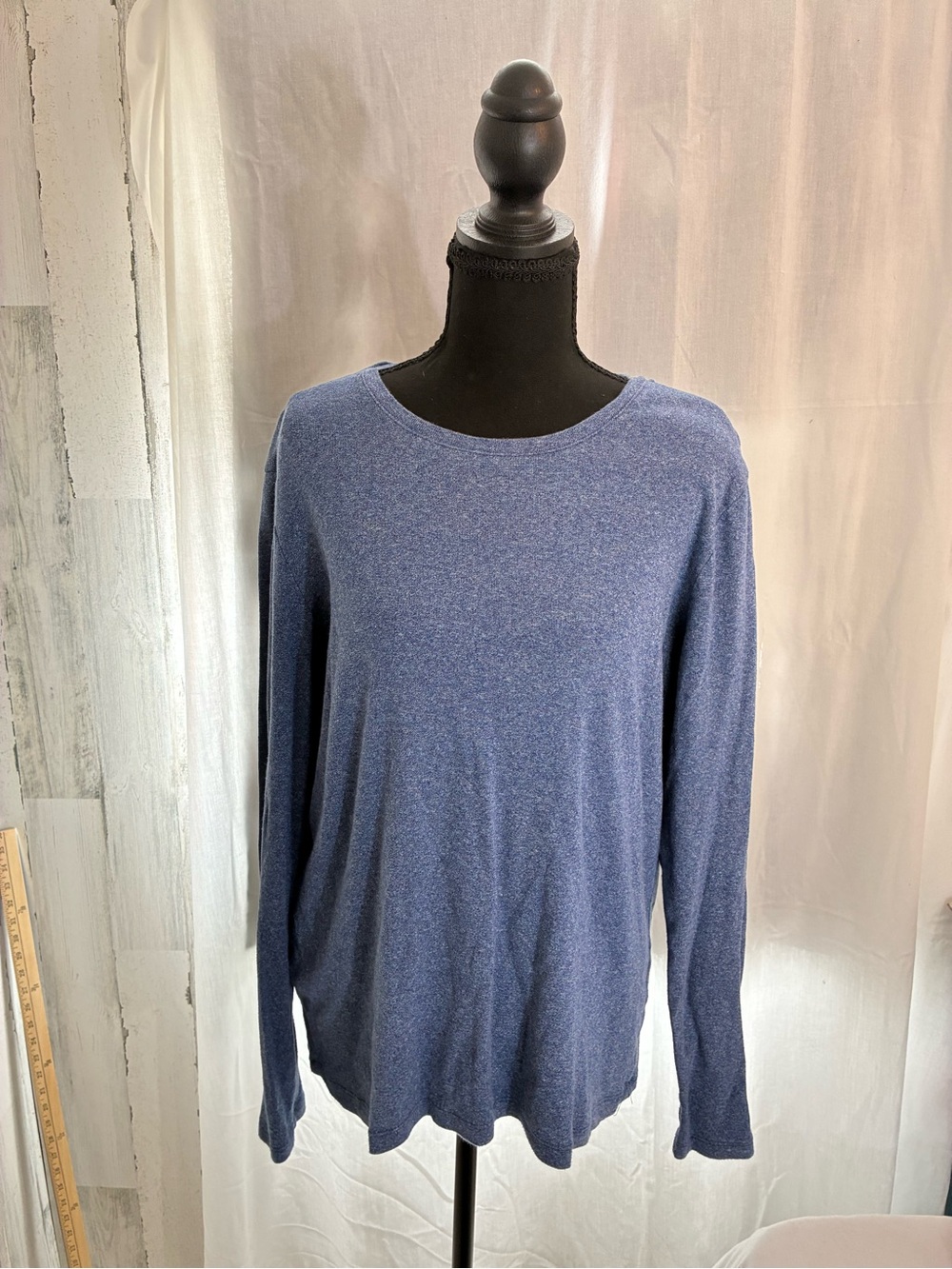 Eddie Bauer Heathered Navy Blue Long-Sleeve Knit Top Sz XL
